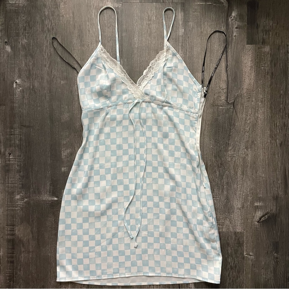 Checkered slip dress